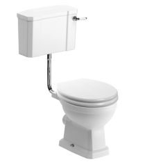 Tabo Primrose Low Level WC & Satin White Wood Effect Soft Close Seat