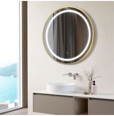 Tabo Future Front-Lit LED Brushed Brass Mirror 600 x 600mm