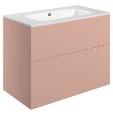 Tabo Milan Matt Antique Rose Wall Hung 2 Drawer Unit & Basin 815mm