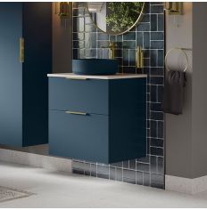 Tabo Milan Matt Deep Blue Wall Hung 2 Drawer Basin Unit 590mm