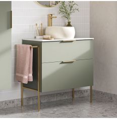 Tabo Milan Matt Olive Green Wall Hung 2 Drawer Basin Unit