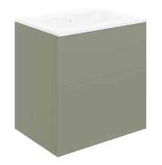 Tabo Milan Matt Olive Green Wall Hung 2 Drawer Unit & Basin 610mm