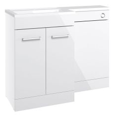 Tabo Ancona White Gloss Floor Standing L-Shape WC & Basin Unit 1100mm