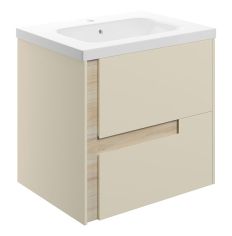 Tabo Roma Matt Cotton Wall Hung 2 Drawer Unit & White Basin 615mm