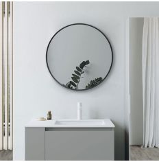 Tabo Moon Matt Black Round Mirror 600 x 600mm