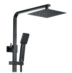 Tabo Matt Black Square Thermostatic Bar Mixer Shower with Riser Kit