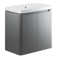 Tabo Magenta Matt Grey Floor Standing 2 Door Cloakroom Basin Unit 800mm