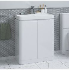 Tabo Magenta White Gloss Floor Standing 2 Door Cloakroom Basin Unit