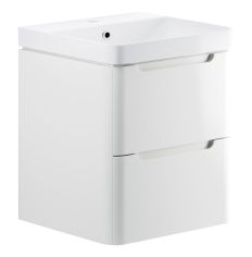 Tabo Magenta White Gloss Wall Hung 2 Drawer Cloakroom Basin Unit 600mm