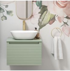 Tabo Rosina Matt Willow Green Wall Hung 1 Drawer Basin Unit & Worktop