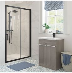 Splash Modo Black Sliding Door (shown in a recess)