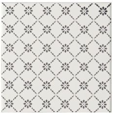 Odyssey Floral Trellis Grey on Brilliant White 15.2 x 15.2cm