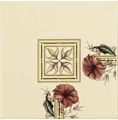 Original Style Flower and Foliage Corner on County White Tile