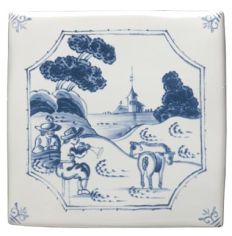 Winchester Classic Pastoral Delft Scene 12.7 x 12.7cm 