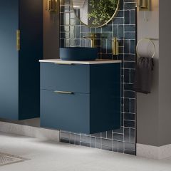 Tabo Milan Matt Deep Blue Wall Hung 2 Drawer Basin Unit 790mm