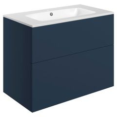 Tabo Milan Matt Deep Blue Wall Hung 2 Drawer Unit & Basin 815mm