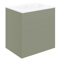 Tabo Milan Matt Olive Green Wall Hung 2 Drawer Unit & Basin 610mm