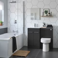 Tabo Ancona Anthracite Gloss Floor Standing L-Shape WC & Basin Unit 1100mm