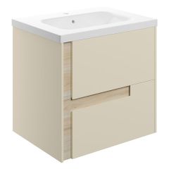 Tabo Roma Matt Cotton Wall Hung 2 Drawer Unit & White Basin 615mm