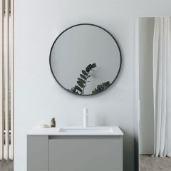 Tabo Moon Matt Black Round Mirror 600 x 600mm