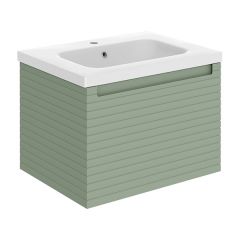 Tabo Rosina Matt Willow Green Wall Hung 1 Drawer Unit & Basin 615mm