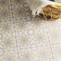 Odyssey Bolero Yellow/Stone on Chalk Tiles