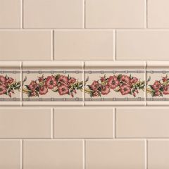 Original Style Corded Poppies Red Border Tile