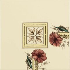 Original Style Flower and Foliage Corner on County White Tile