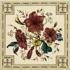 Original Style Flower and Foliage on Single County White Tile