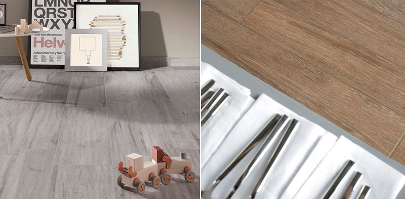 ABK Soleras Grigio & Marazzi Planet Marrone wood effect tiles