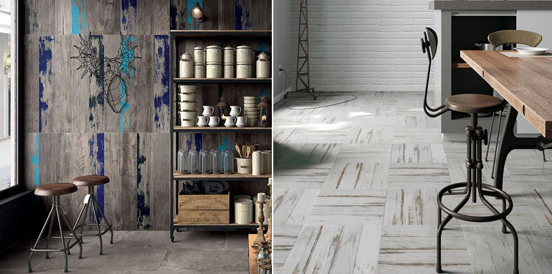 ABK Dolphin Liston & Bistrot Grigio wood effect tiles