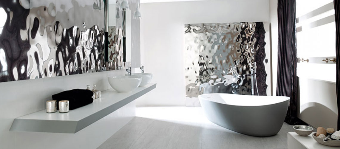 Porcelanosa Sea Silver metallic effect tiles